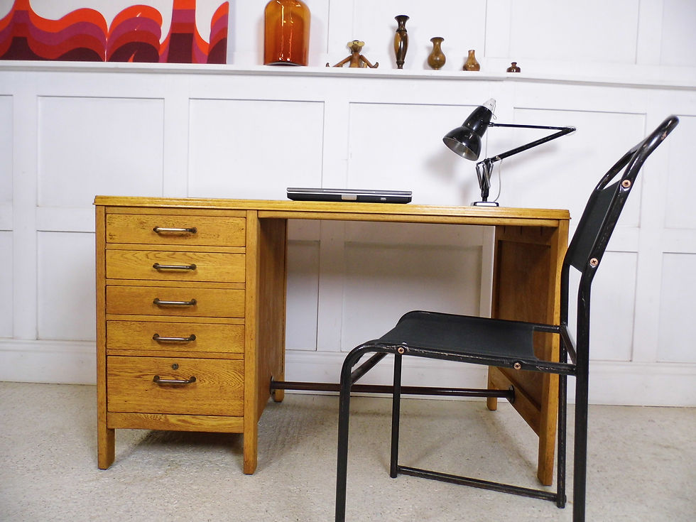 Vintage Industrial chic ex Military MOD Moss Partners Oak desk 1950s