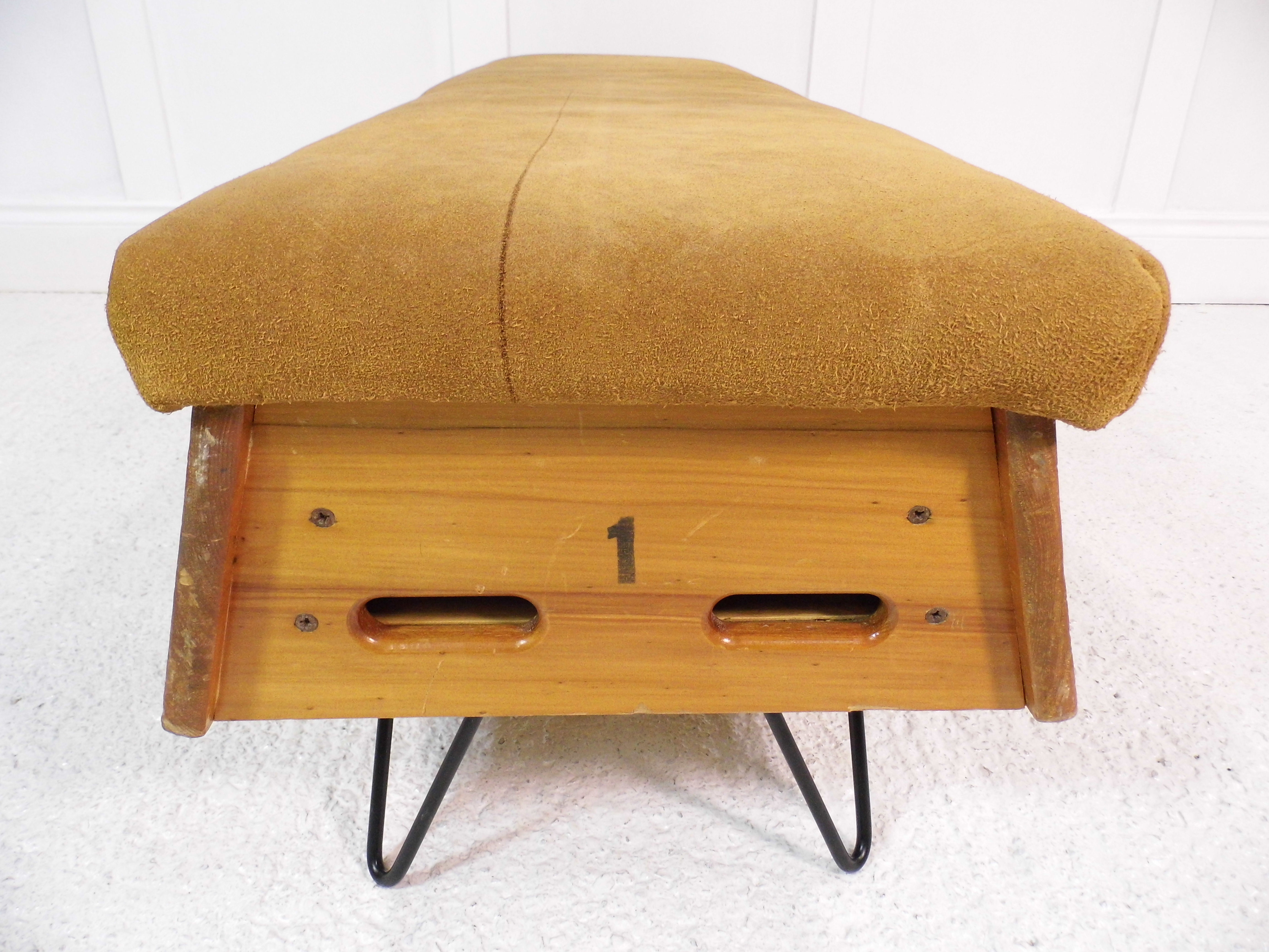 Vintage retro Upcycled Restyled Vaulting pommell horse Bench seat hairpin legs
