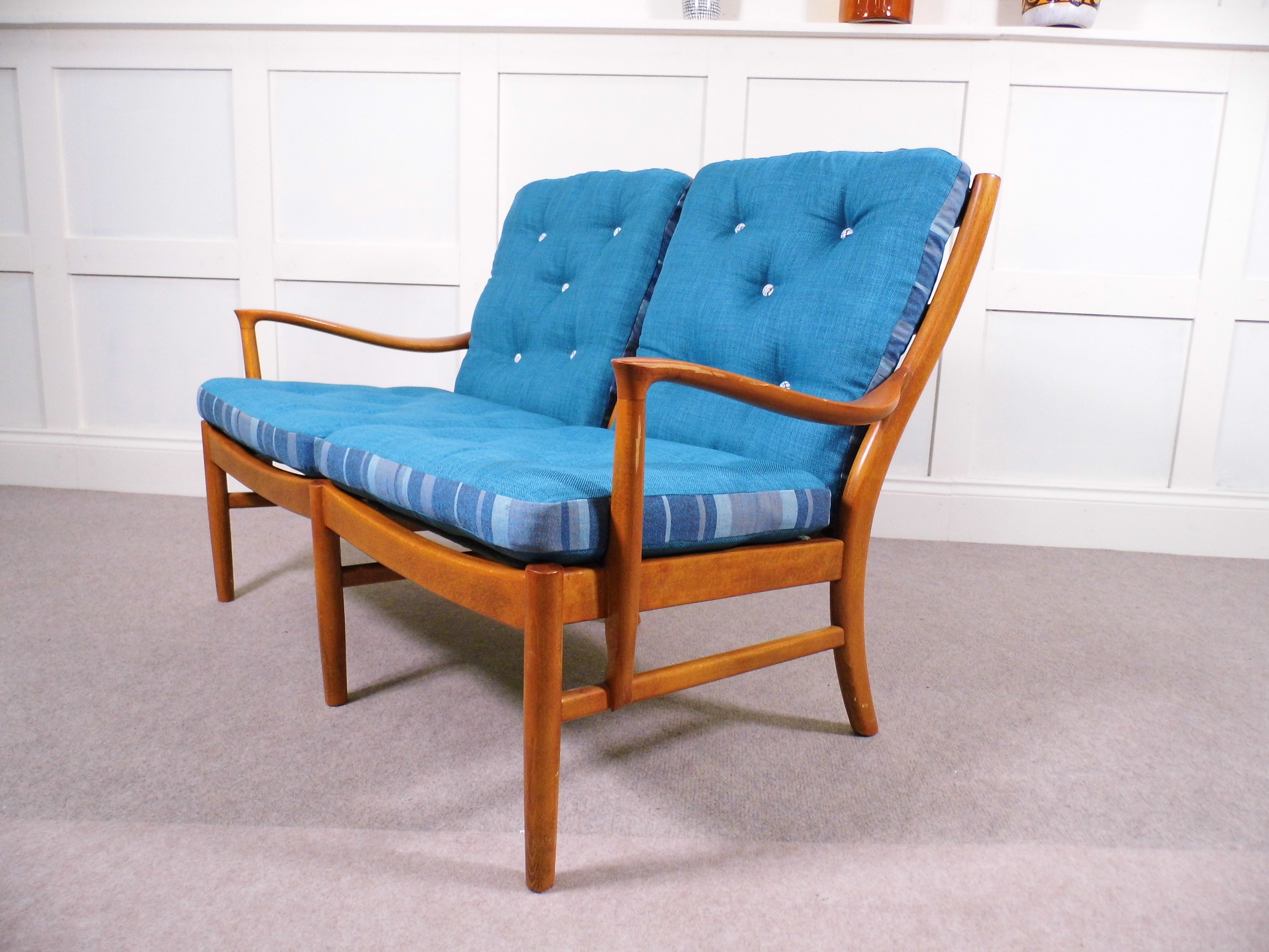 Vintage retro reupholstered Parker Knoll sofa and armchair website
