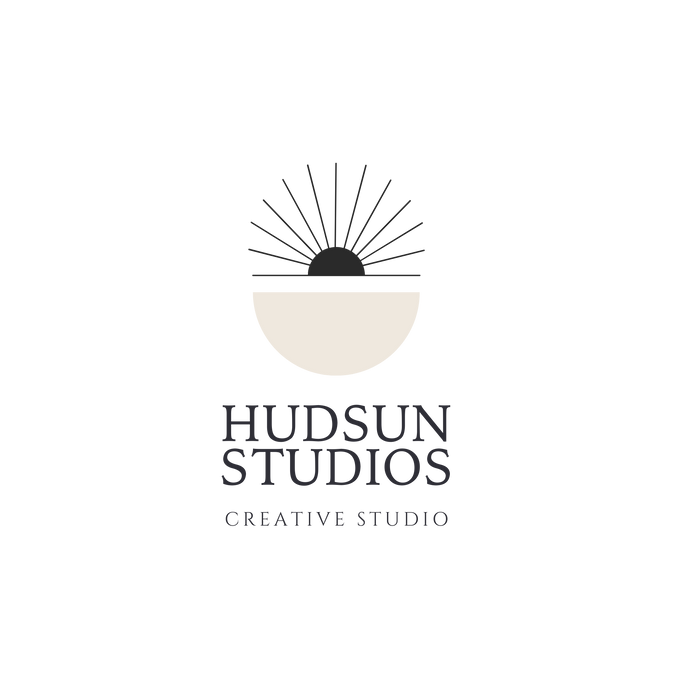 HudSun Studios Logo of a sunset over a shoreline 