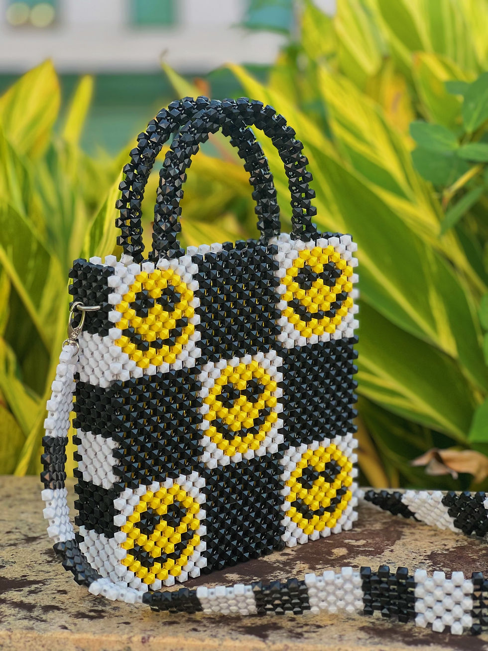 Miniatura: Bead Bag Smiley P&B