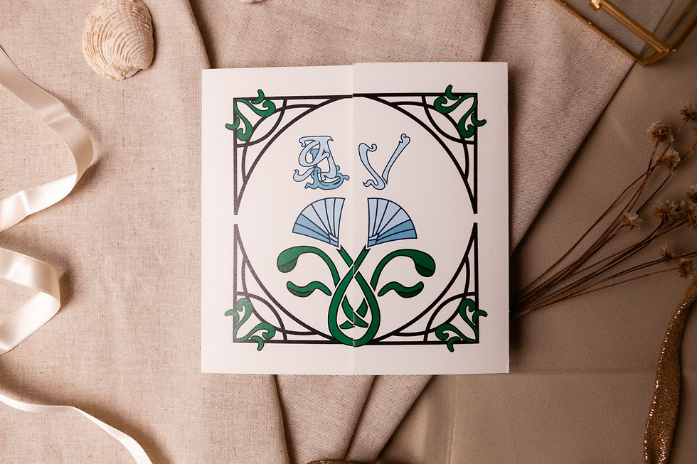 mariage faire-part sur-mesure personnalisé art nouveau lucie allias graphisme graphiste