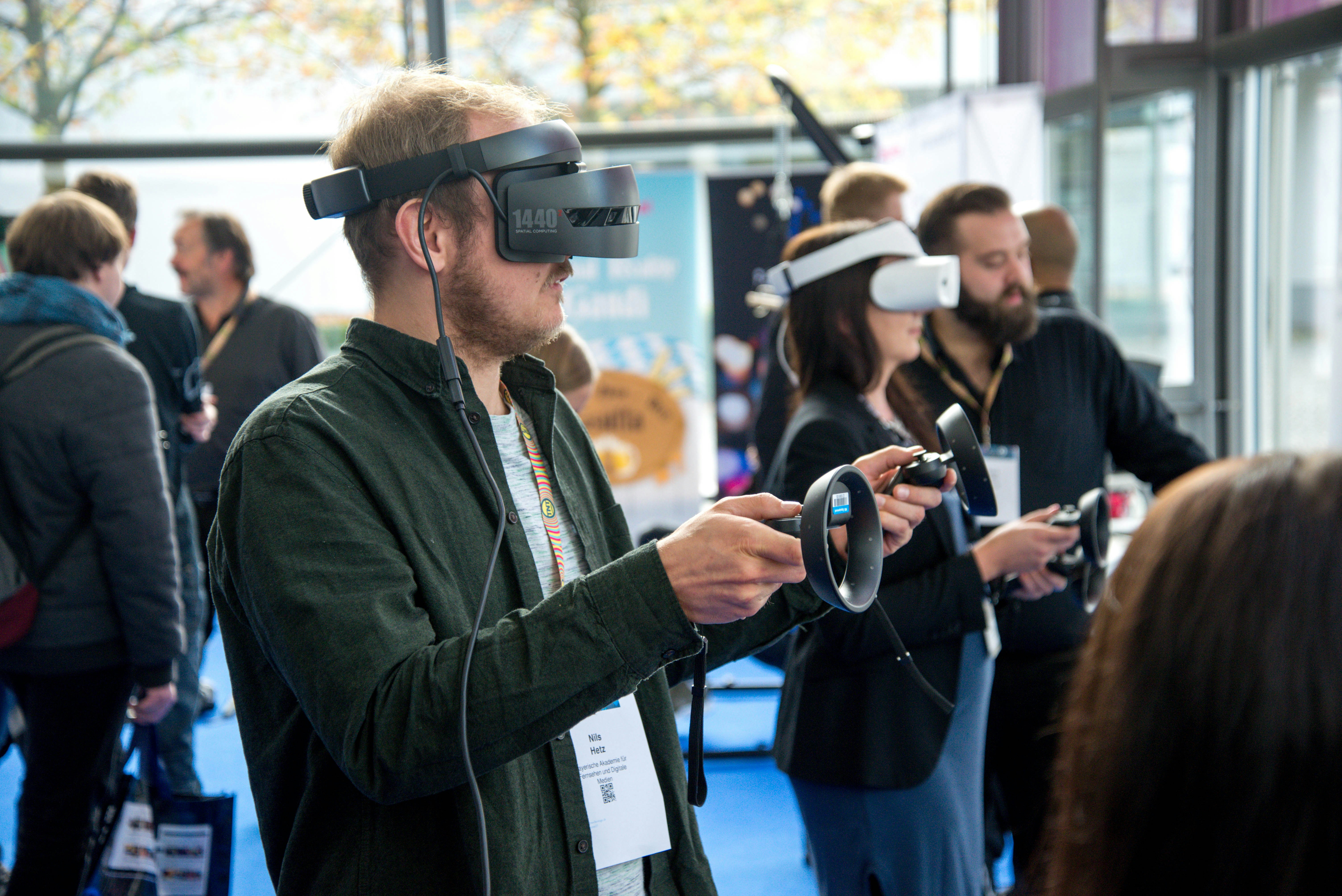 Person using a spatial headset for advanced tracking and interaction