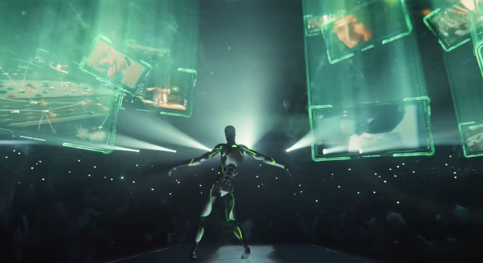 Etisalat robot surrounded by screens campaign still