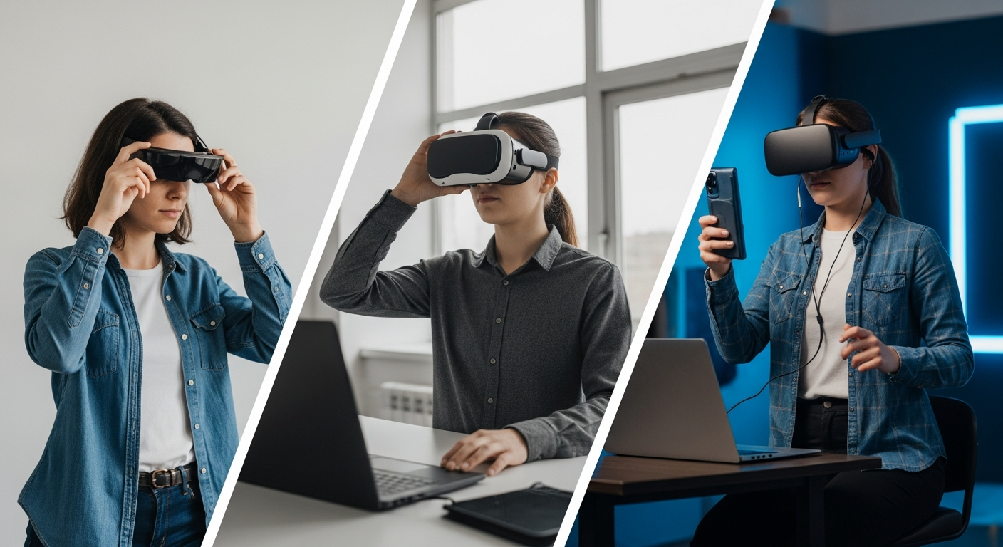 Multiple workers in real-world settings are using XR devices for warehousing, medical training, and field maintenance tasks.