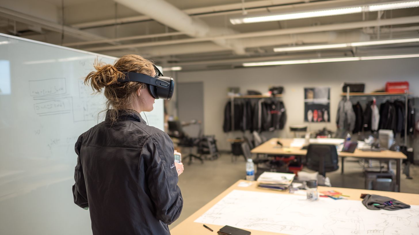 A trainee using VR equipment inside a real training room, representing virtual training in enterprise environments.