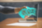 AI hand and human hand shaking hands