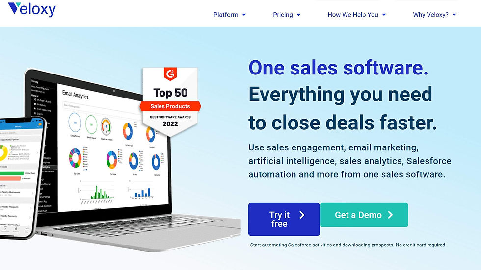 Veloxy Website Homepage