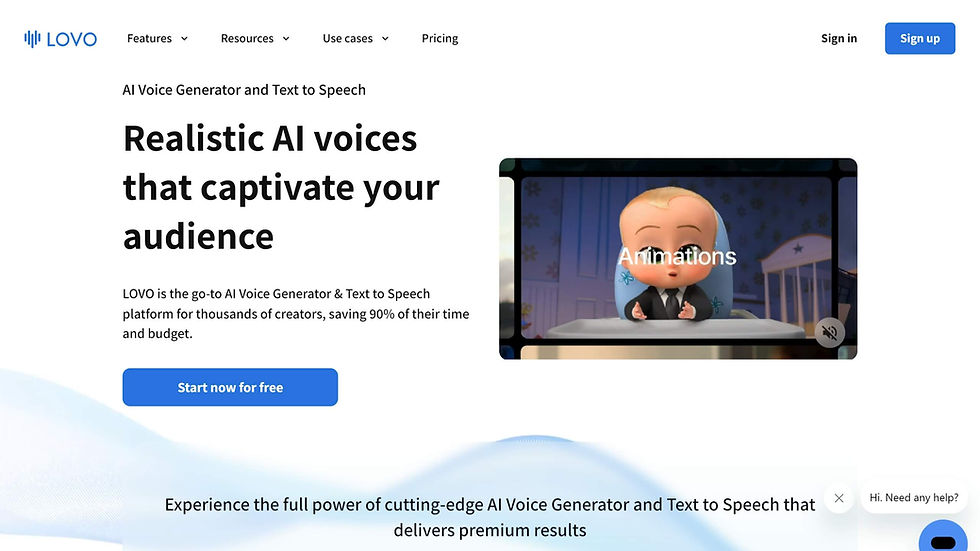 LOVO Website Homepage