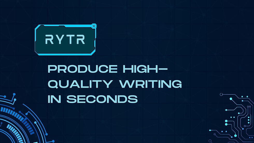 Rytr custom graphic featuring their name and marketing slogan