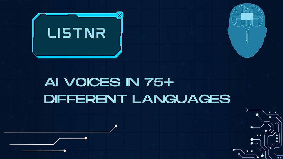 Listnr custom graphic featuring their name and marketing slogan