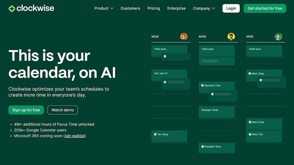 Clockwise Website Homepage