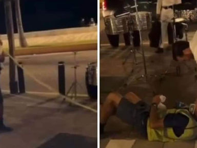 MÚSICO 'LAZA' Y TIRA AL SUELO A UN HOMBRE EN SITUACIÓN DE CALLE EN MAZATLÁN