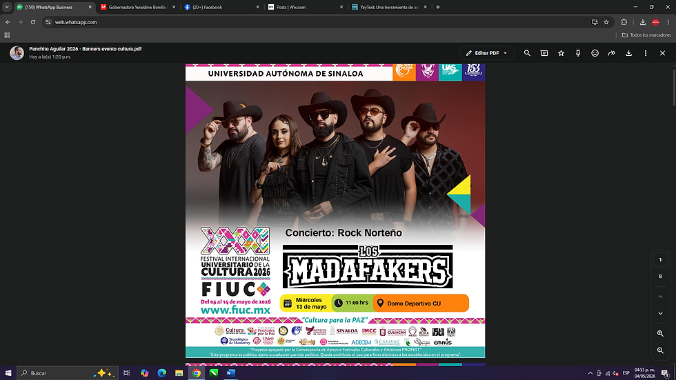 Arranca el Festival Internacional Universitario de la Cultura 2026 en la UAS Unidad Regional Norte