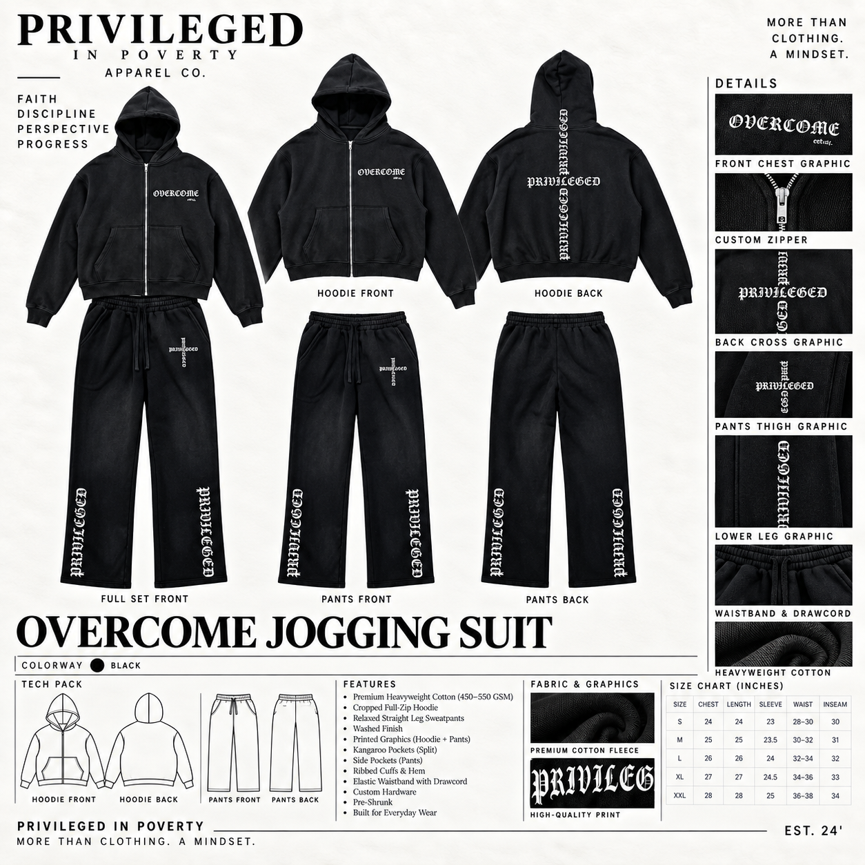 "OVERCOME" Jogging Suit - Full Set