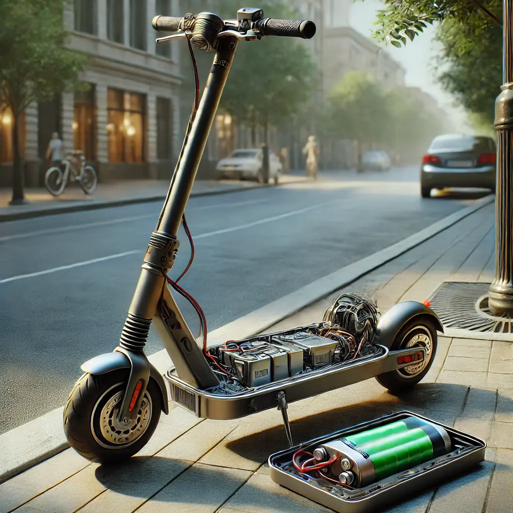 Analyse de la batterie d’une trottinette électrique dans un atelier à Saint-Nazaire.