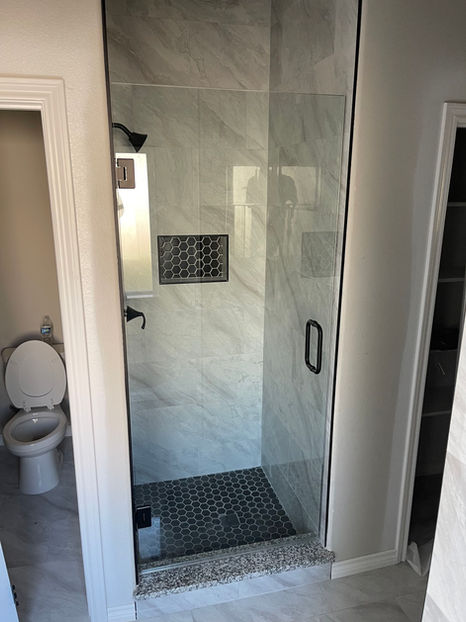 frameless shower door, matte black