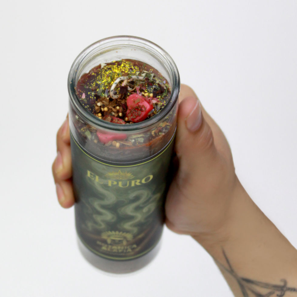 Vela El Puro preparada para rituales espirituales de limpieza energética