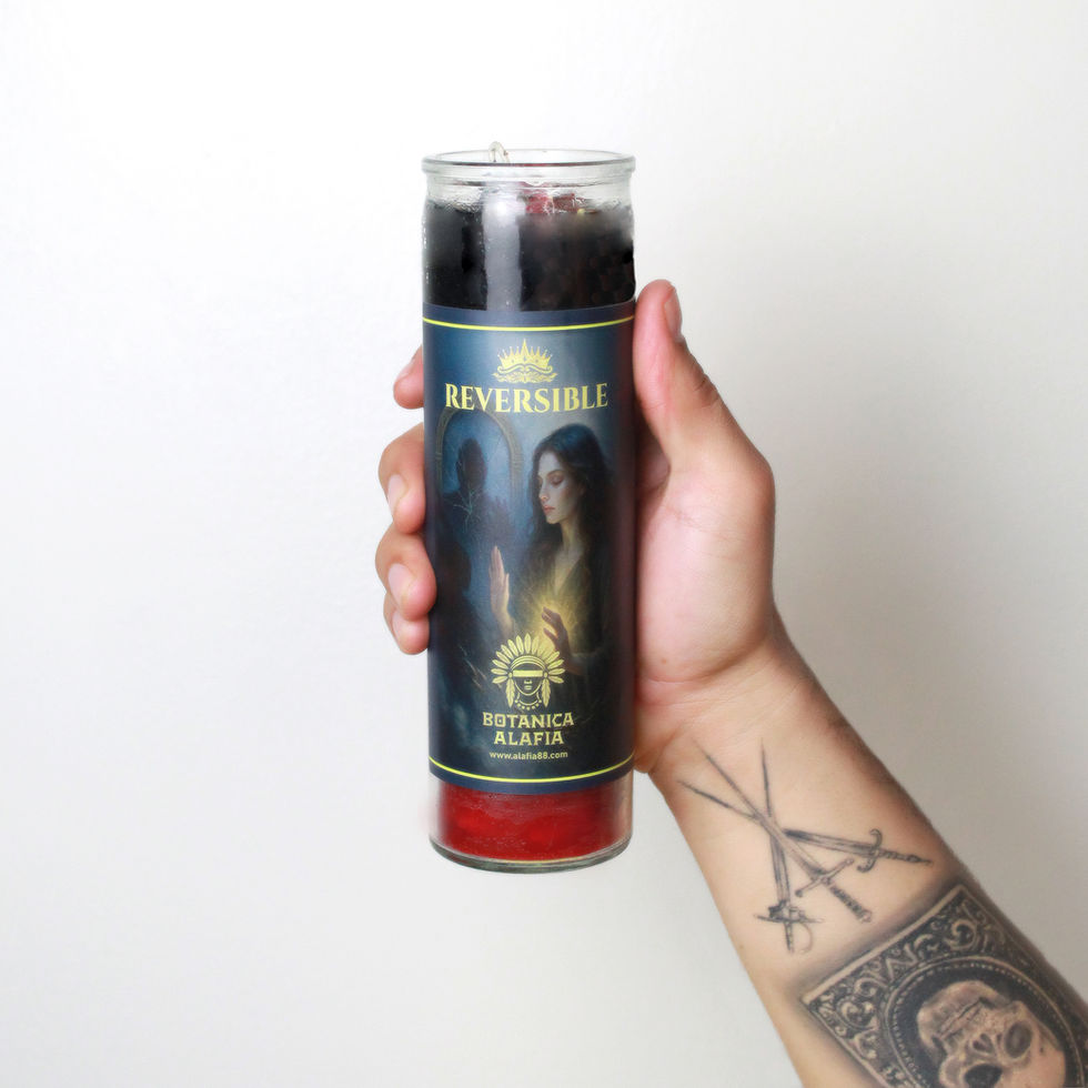 Vela Reversible utilizada en rituales para revertir trabajos negativos