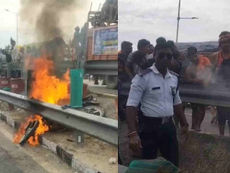 गुरुकुल कांगड़ी फ्लाईओवर पर धधकती बाइक, मची अफरातफरी, पुलिस ने समय रहते स्थिति संभाली