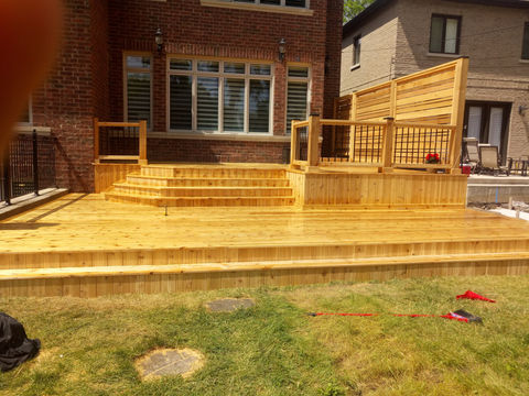 Cedar deck after clear coat protectant stain