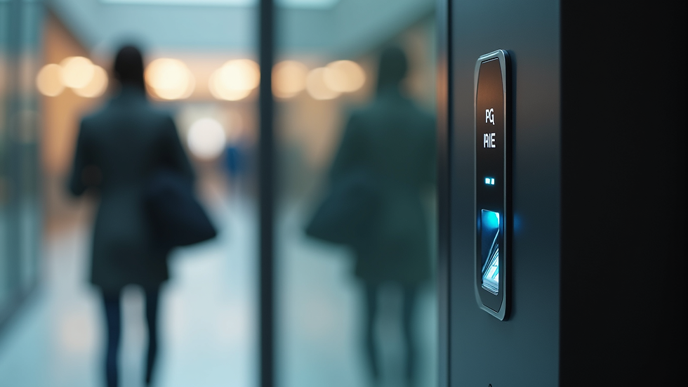 Close-up view of a secure biometric entry system at a ladies PG