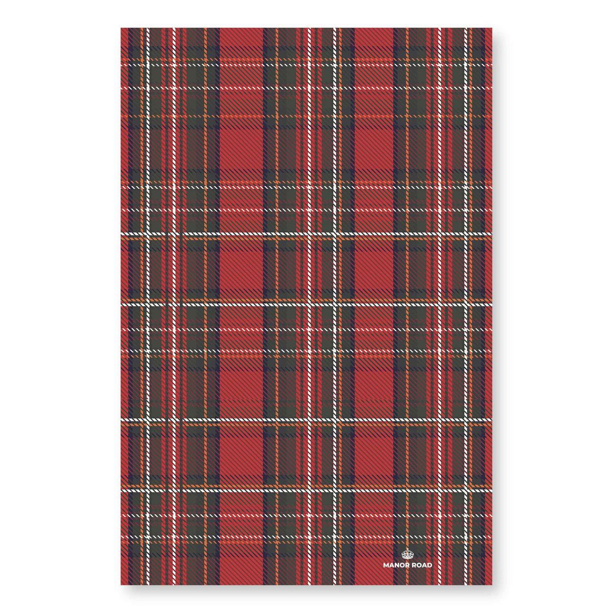 Manor Road Gift Boxed Tea Towel Red Tartan