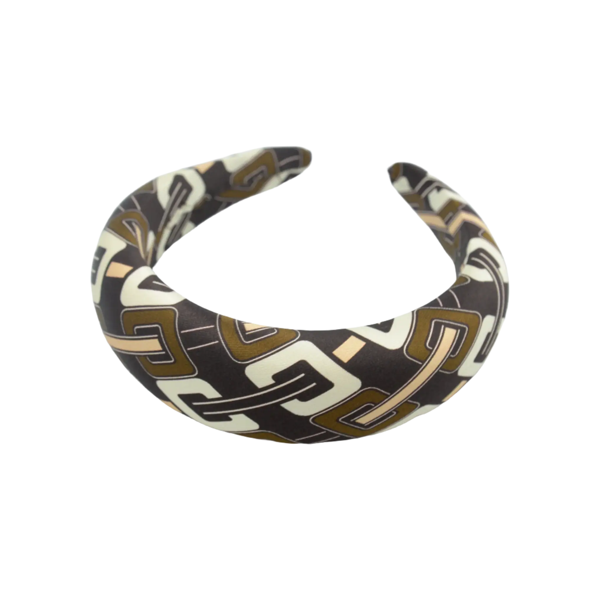 Silk padded headband brown & cream