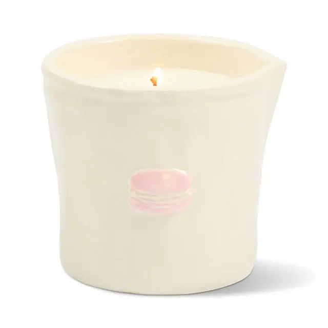 Thumbnail: Macaron Embossed Ceramic Candle -  Vanilla Bean & Pink Pistachio Boxed