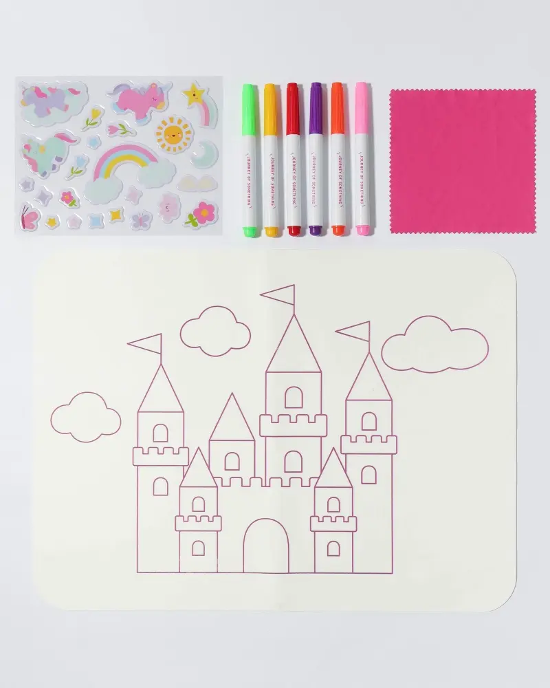 Thumbnail: Wipeable Silicone Colouring Mat - Unicorn Castle