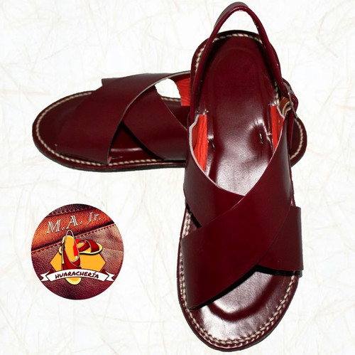 Huarache Cruzado Mate Piel Wine | Huarachería M.A. Jr.