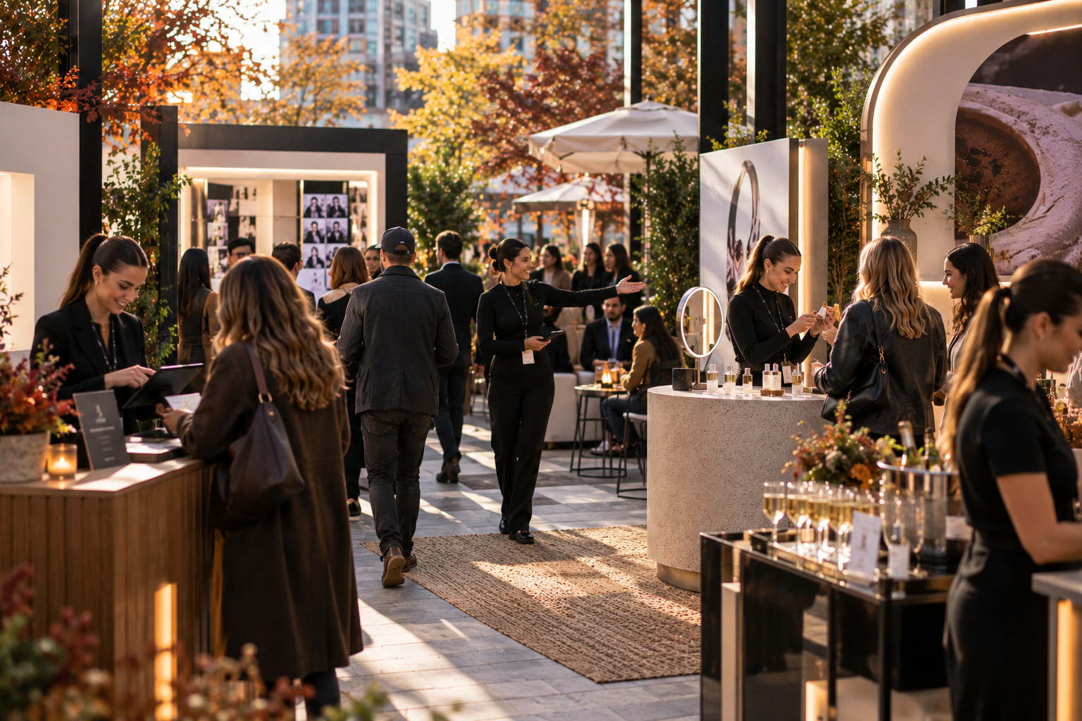 Use:
**Brand ambassadors supporting guest check-in, product engagement and hospitality touchpoints at an experiential brand activation.**
