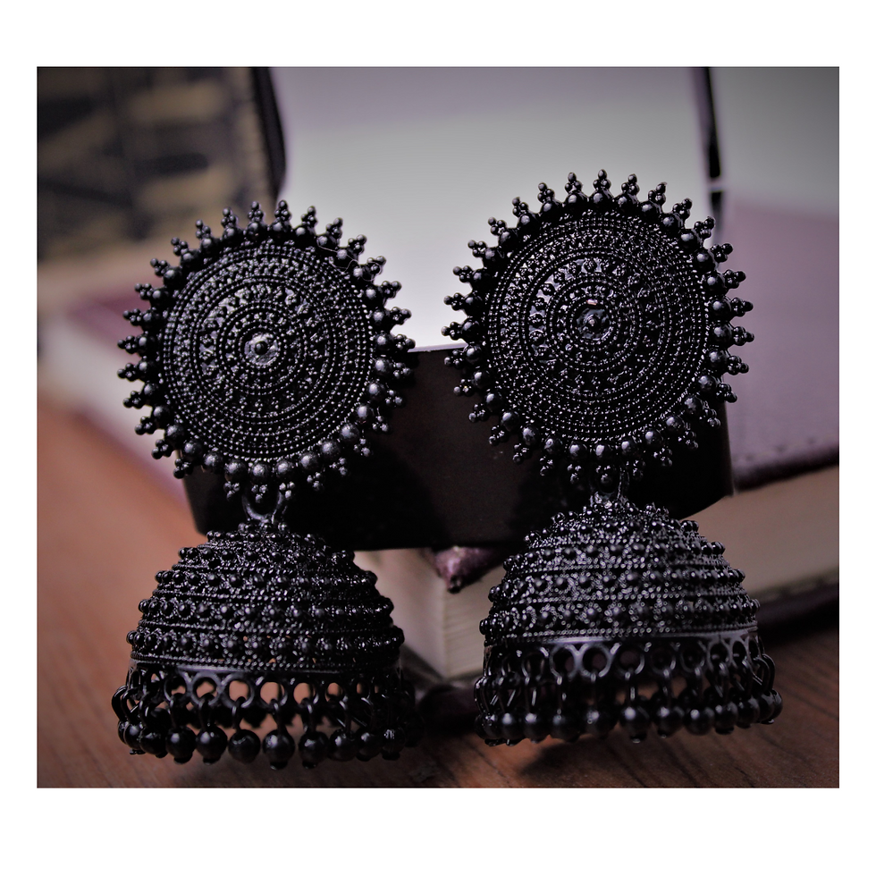 Meenakari Ethnic Designer Z-Black Jhumka earrings for women Set of 1 Pair