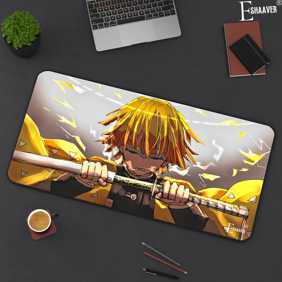 Thumbnail: Demon Slayer Anime zenitsu agatsuma Extended Mousepad/Desktop Mat