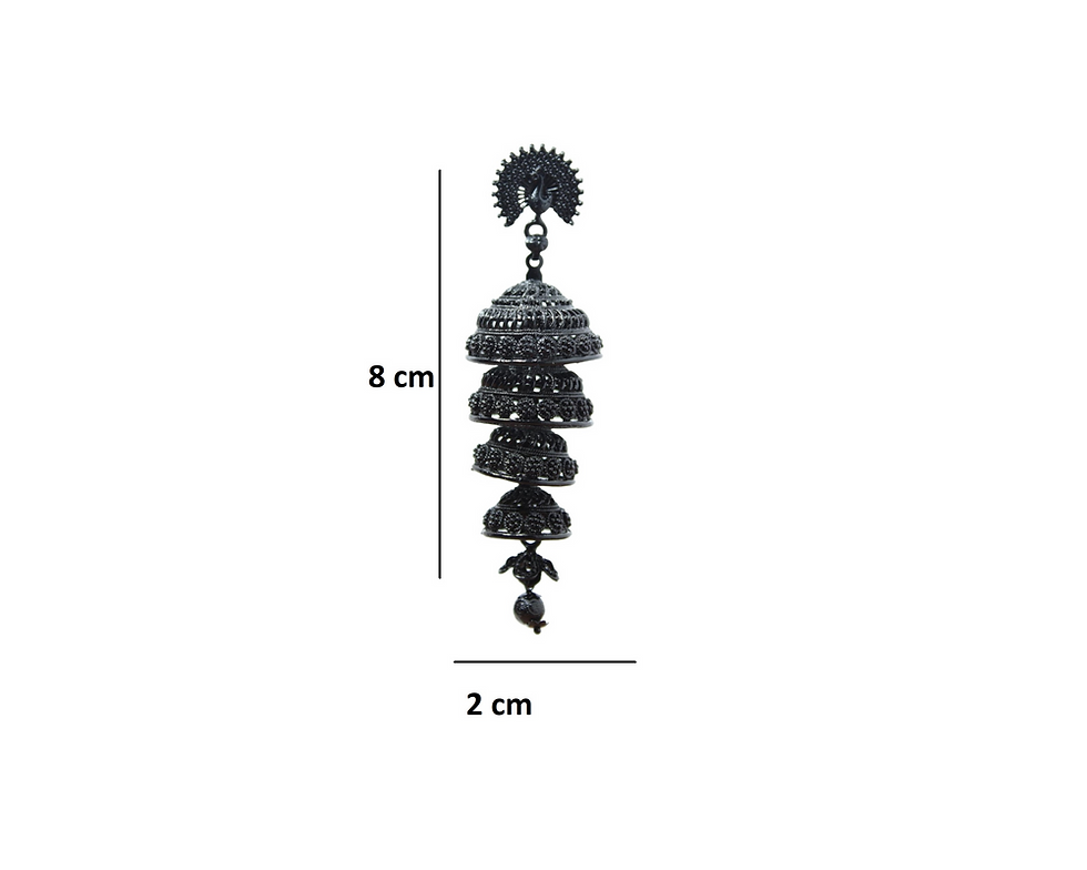 Thumbnail: Z Black Jhumka earrings for Party/Wedding/Occasions/Festive/Traditional -1 Pair