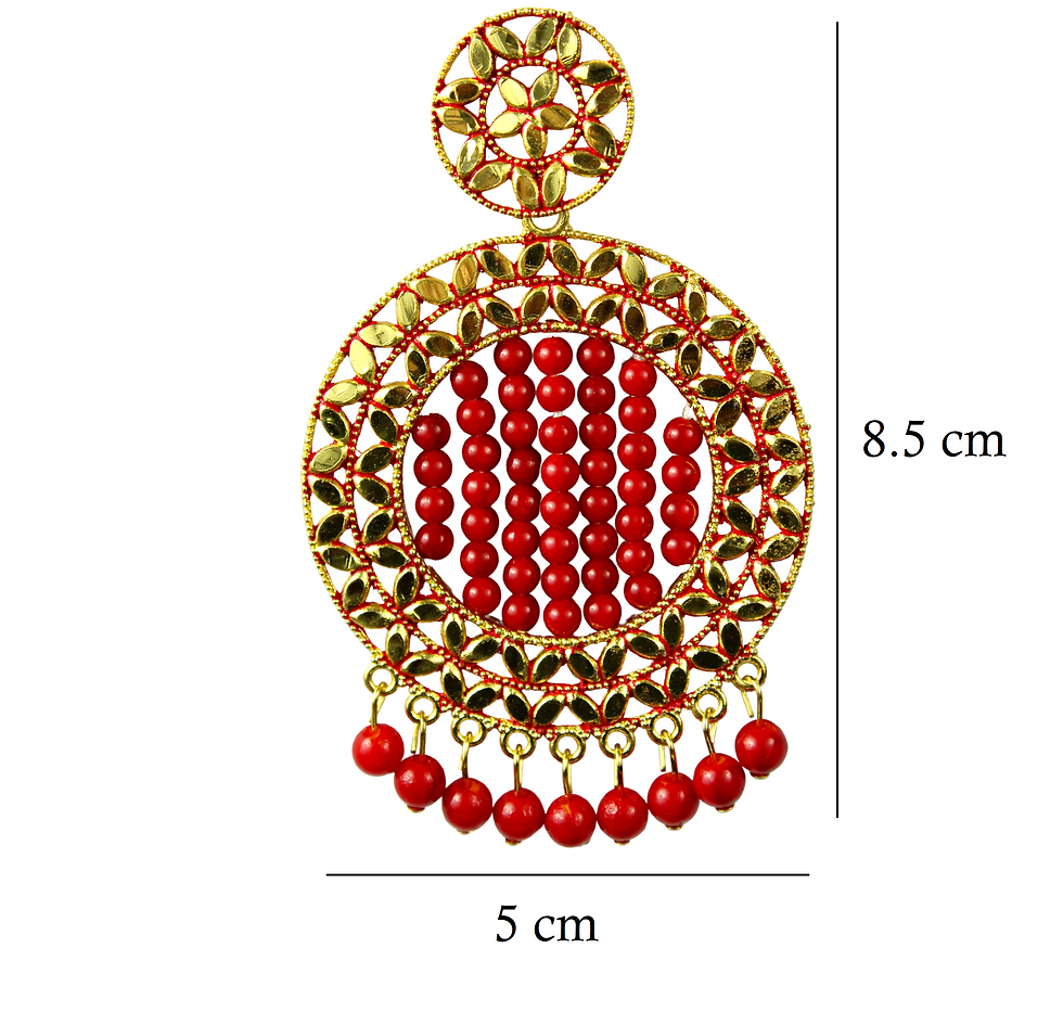 Thumbnail: Ethnic Earring Traditional  Round Shape Long Pearl Earrings Set Fancy Long Ear