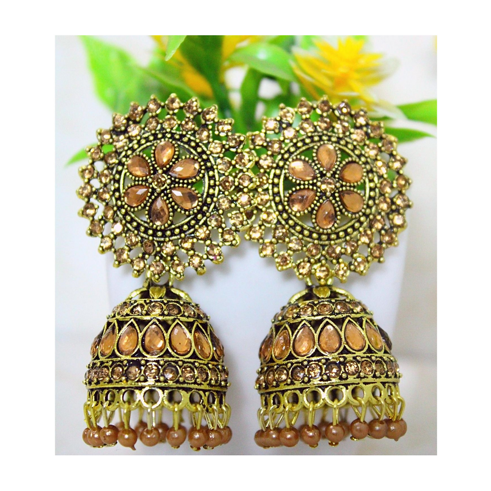 Golden Ethnic Designer Jhumka earrings for women 1 Pair