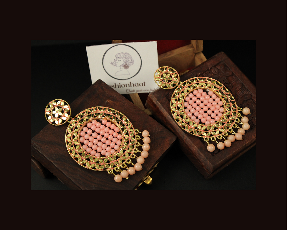 Traditional Designer Round Shape Long Pearl Earrings Set Fancy Long Earrings