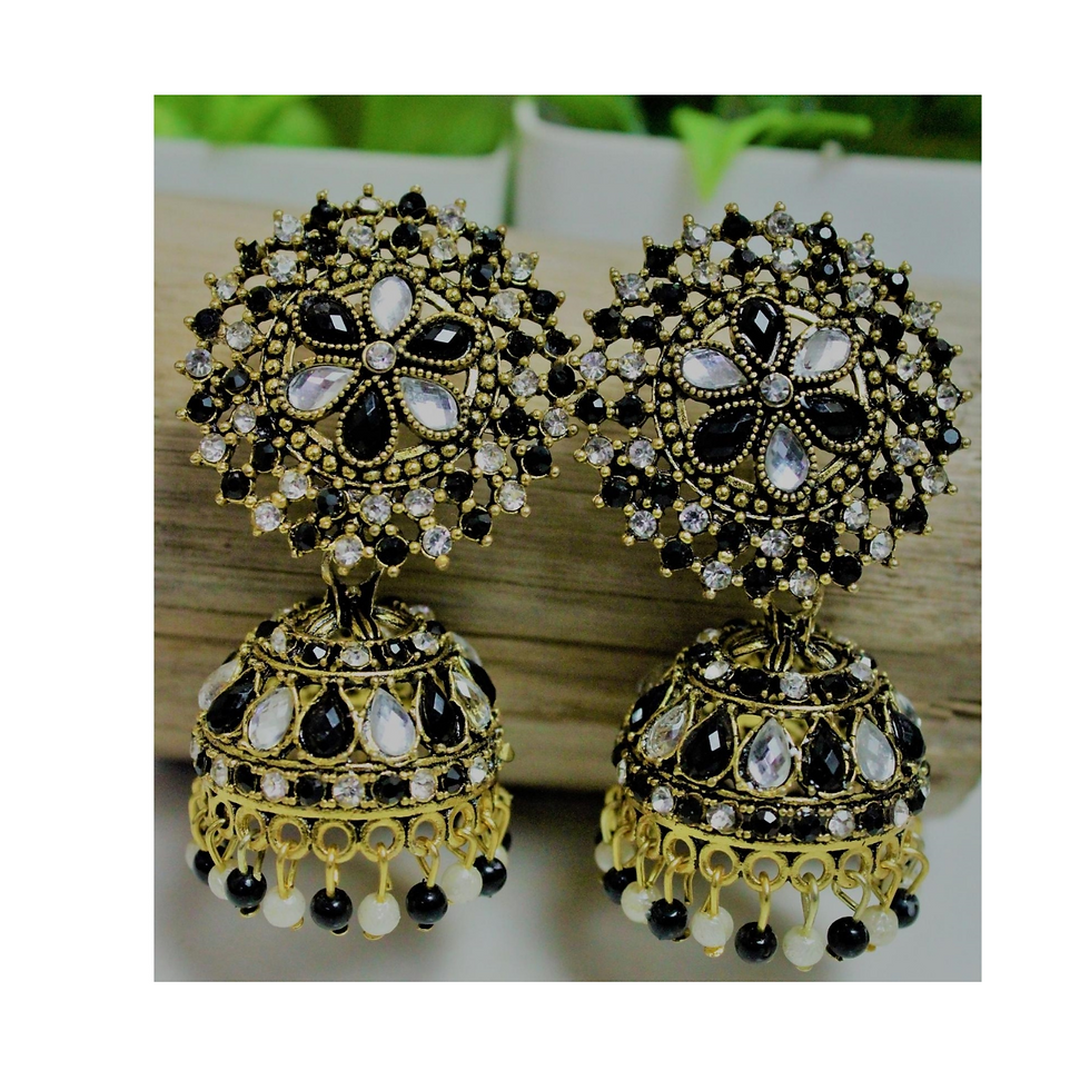 Black & White Ethnic Designer Jhumka earrings for women 1 Pair