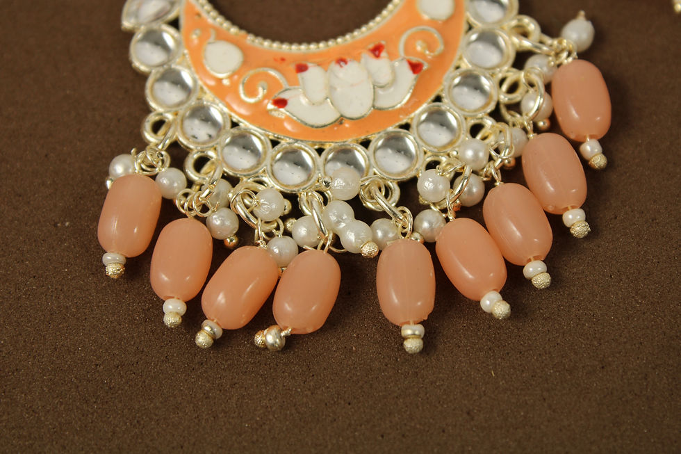 Thumbnail: Ethnic Meenakari Chandbali Design Stylish Earrings Jhumka For Women and Girls