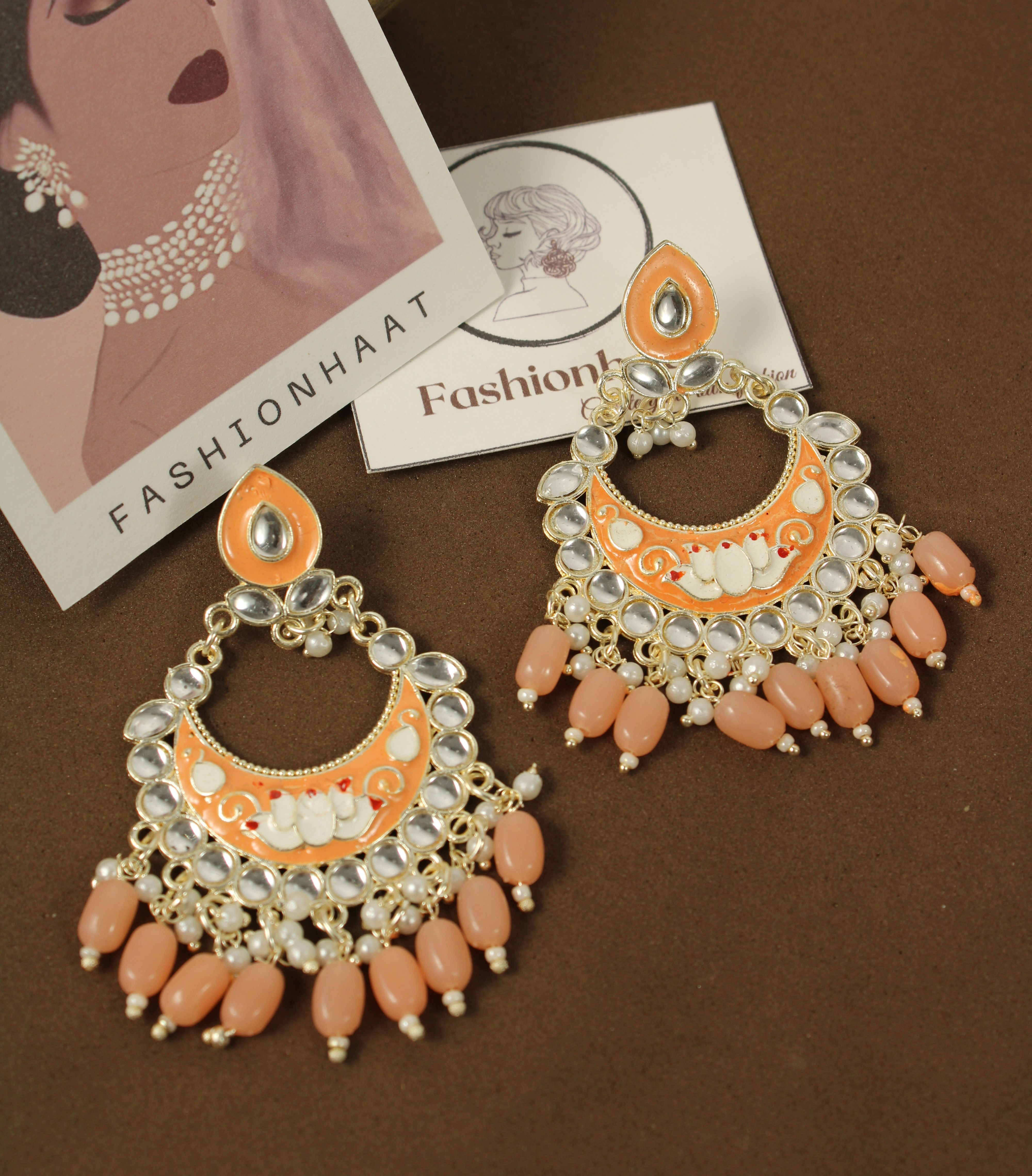 Ethnic Meenakari Chandbali Design Stylish Earrings Jhumka For Women and Girls