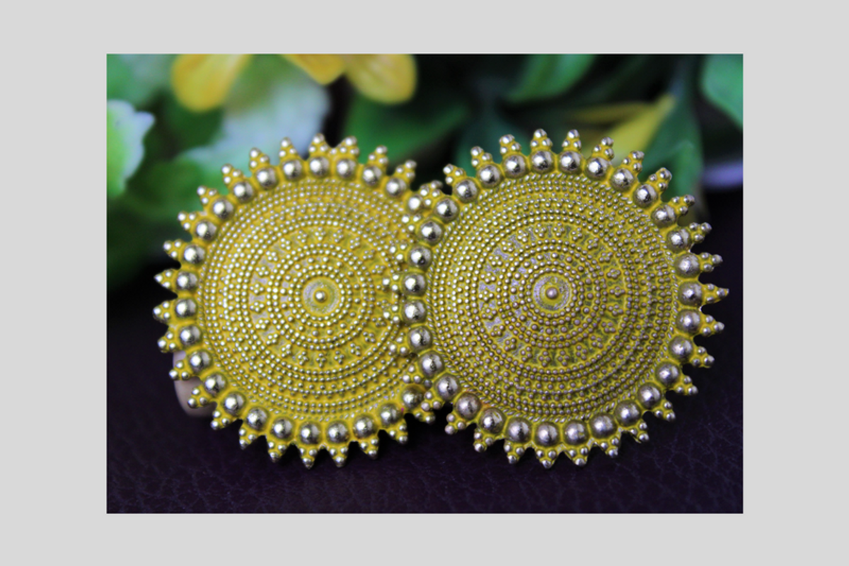 Yellow color Meenakari Round Top earrings for women/Girls