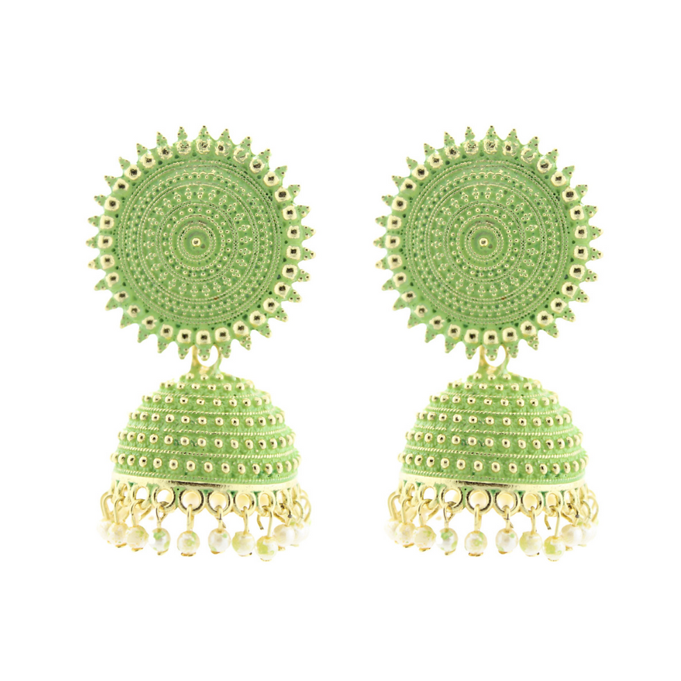 Meenakari Ethnic Designer Parrot Green Jhumka earrings for women Set of 1 Pair