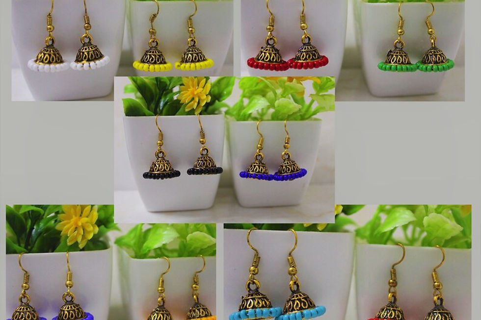 10 Pairs Combo Multicolor Small Drop Jhumki Earrings for Girls/Women