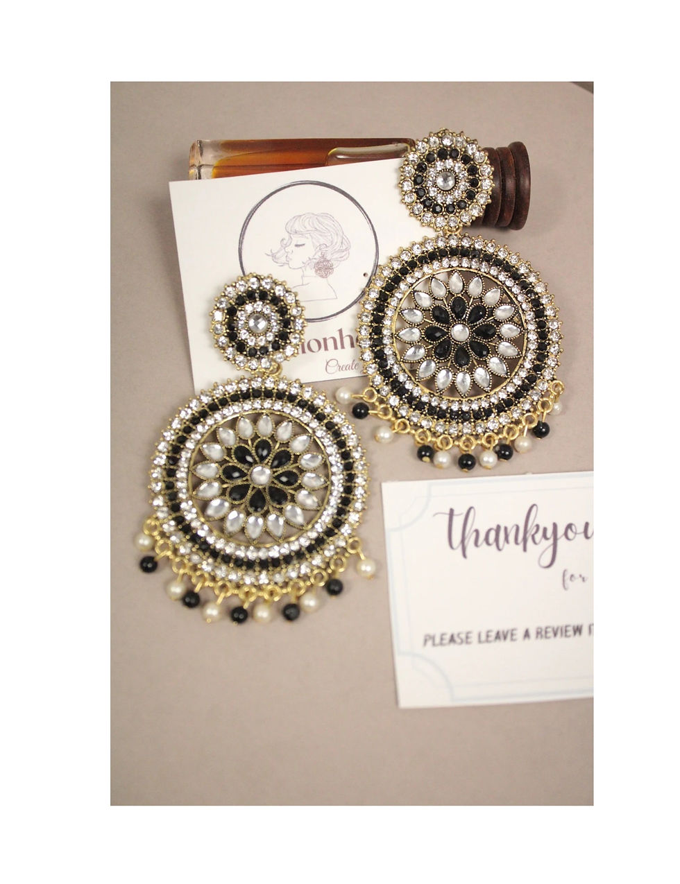 Black & Silver colour Crystal studded Designer Jhumka earrings for women/Girls