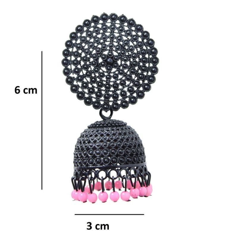 Thumbnail: Z Black Jhumka earrings for Party/Wedding/Occasions/Festive/Traditional -1 Pair