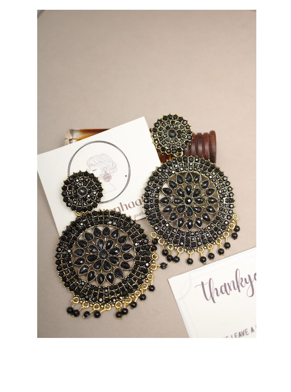 Black colour Crystal studded Designer Jhumka earrings for women/Girls