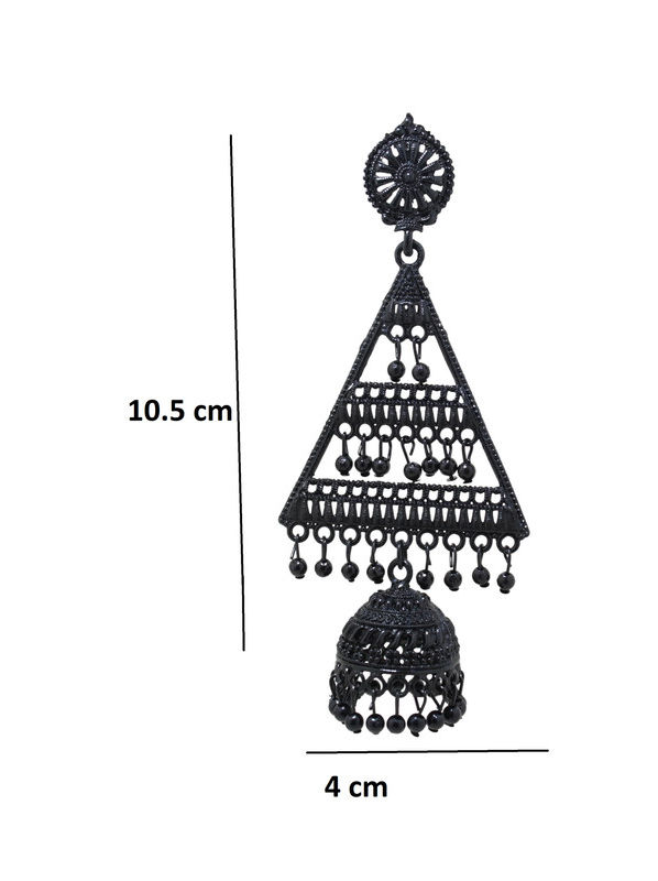 Thumbnail: Z Black Jhumka earrings for Party/Wedding/Occasions/Festive/Traditional -1 Pair