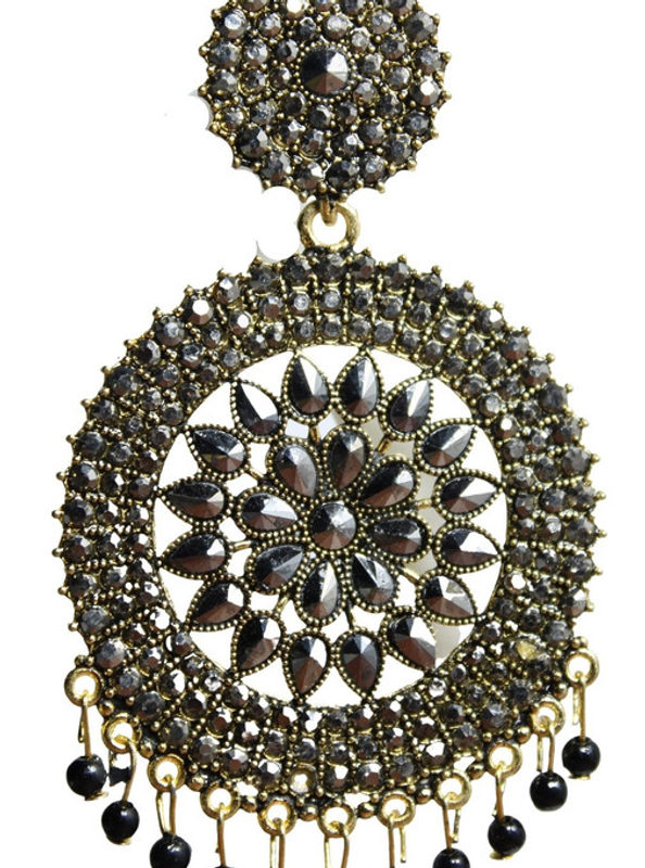 Thumbnail: Grey colour Crystal studded Designer Jhumka earrings for women/Girls