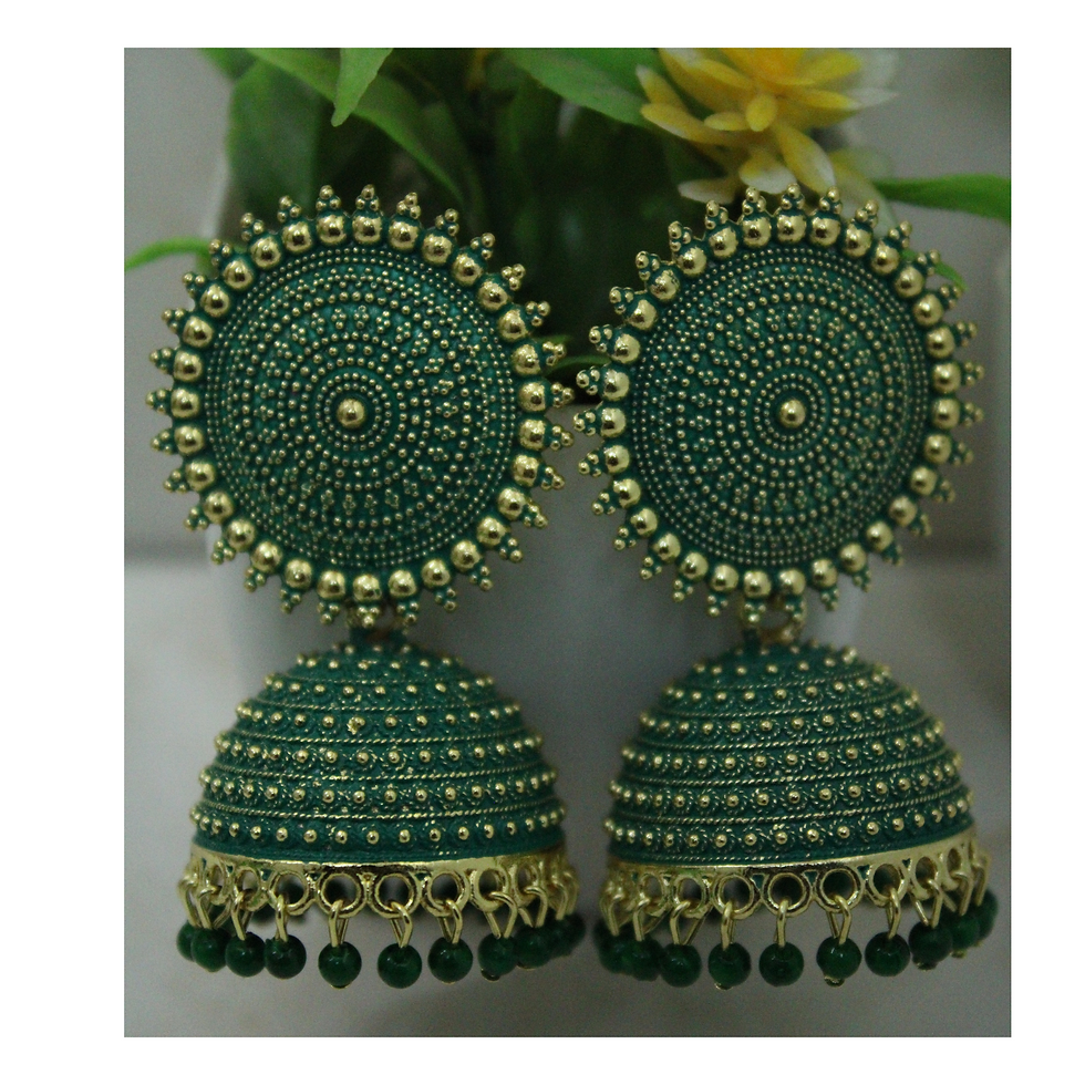 Meenakari Ethnic Designer Dark Green Jhumka earrings for women Set of 1 Pair